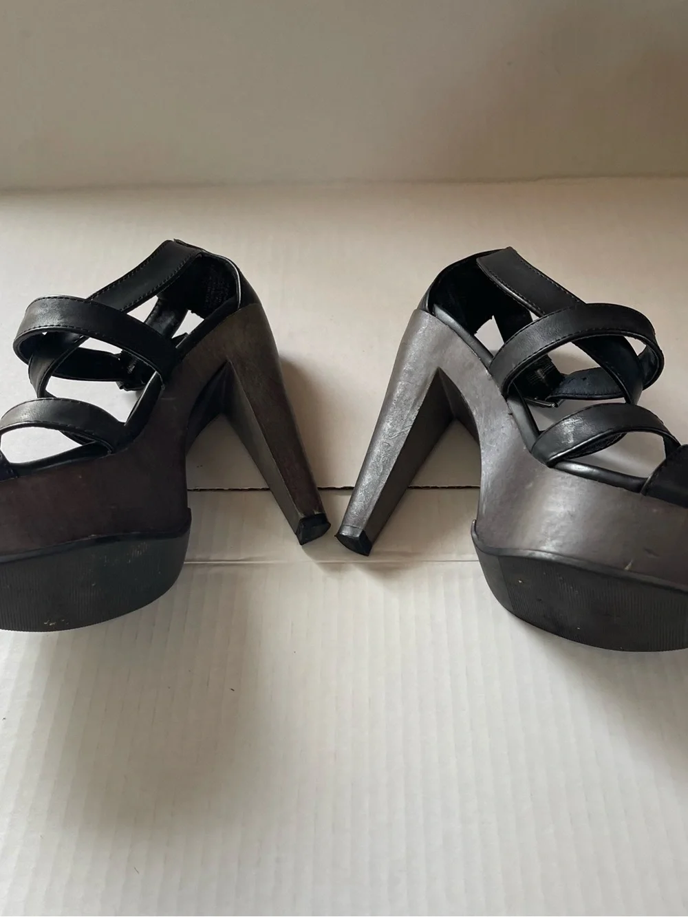 Bundle Of 4 Size 5 1/2 Buckle Platform Sandals with Ankle Strap High Heel Shoes